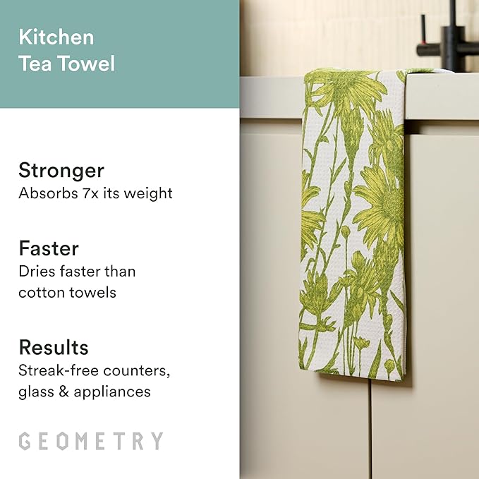 Tea Towels – Spring & Summer Collection – Quick-Dry, Ultra-Absorbent, Reusable Microfiber Kitchen Towels for Drying & Cleaning - Golden Botanica - 1 Pack