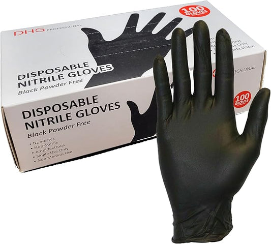 Latex Free Powder Free Black Nitrile Disposable Gloves, Food Handling, Cleaning Gloves