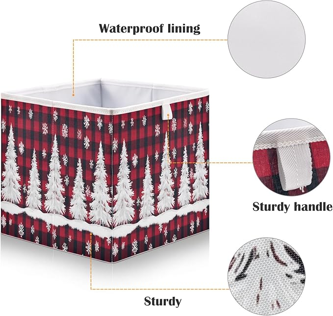 Bolaz Christmas Tree Snow Closet Organizers Storage Cubes Storage Bins Shelf Baskets Containers for Home Room Office,Rectangle