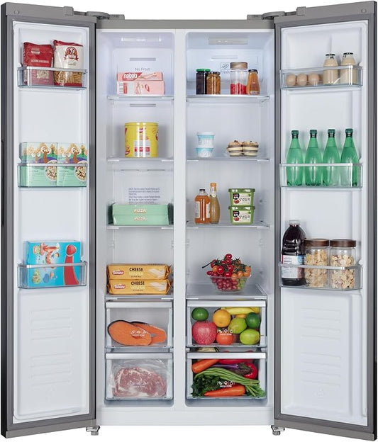 Iceblue Refrigerator, 15.6 Cu.Ft. Side-by-side Refrigerators, Black Stainless Steel Beverage Fridge with Freezer, Zoning Temperature Control Frost Free Beverage Refrigerators - Black