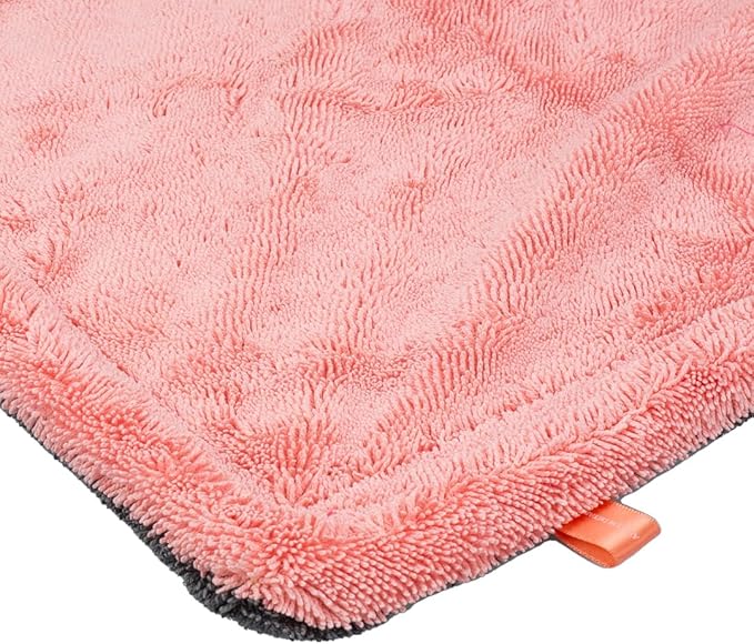 24" x 36" Universal Pink Car Drying Towel – 1200 GSM Rinse-Free Double-Sided Microfiber – Plush, Super Absorbent Towel for Car Wash & Detailing
