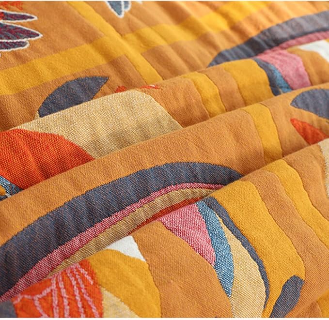 SANACYNA Muslin Throw Blanket Oriole Birds 100% Cotton 6-Layer Gauze Bed Blanket Lightweight Soft Breathable Blanket for Sofa Bed Coverlet Both Sides (B-Yellow Bird, 80 x 90 in)