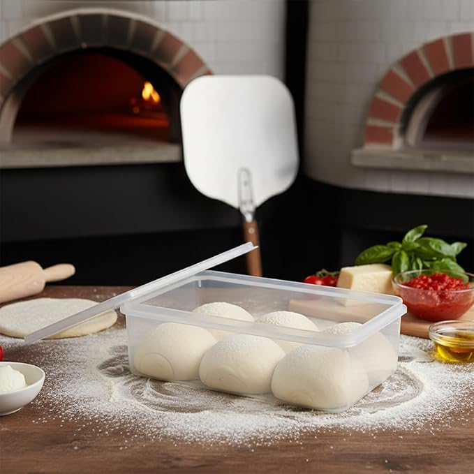 3 Pack pizza dough proofing box, Stackable bread proofing container, sourdough tray, food storage containers with lids, pizza making supplies accessories, BPA Free, 6L Capacity
