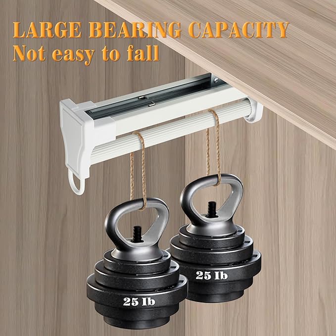 Alise Pull Out Clothes Hanger Rack for Closet,Heavy Duty Closet Rod with Automatic Soft-Close Mechanism for Closets,16 inch Closet Pull Out Metal Rod Organizer Hangers for Coats Pant Hanger,White