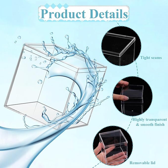 12 Pcs Clear Acrylic Box with Lid, Decorative Plastic Display Box, Acrylic Gift Boxes Mini Acrylics Containers Tiny Square Boxes Clear Storage Containers for Candy Jewelry Cosmetics 3x3x3 Inch