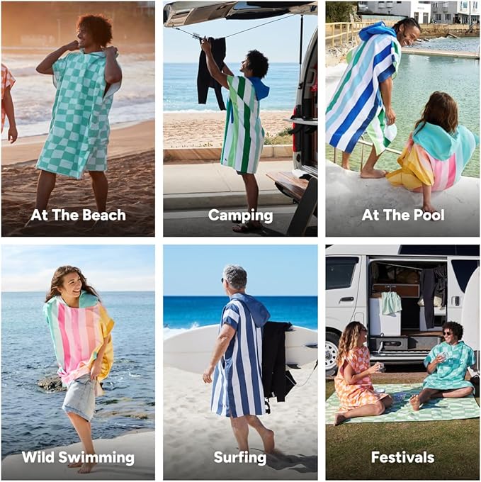 Dock & Bay Adult Poncho - Hooded Towel with Deep Pockets, Changing Robe - Quick Dry - Compact, Lightweight - Includes Bag