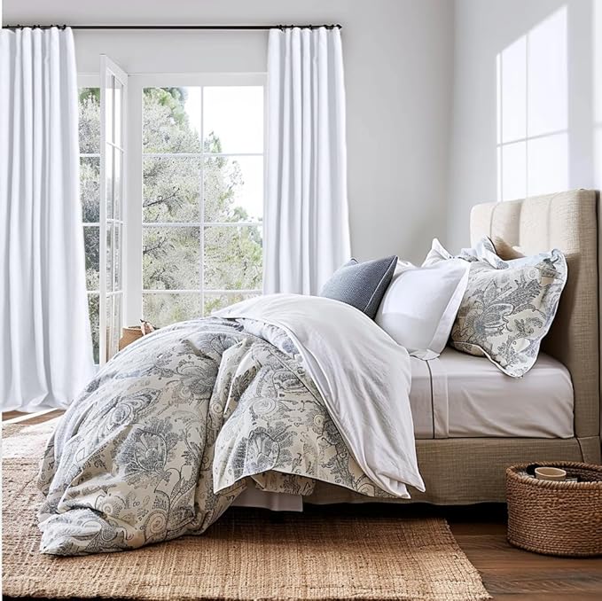 INOVADAY 100% Blackout Curtains for Bedroom, Black Out Curtains 84 Inch Long, Clip Rings Linen Blackout Drapes, Thermal Insulated Room Darkening for Living Room, 2 Panels - Brightwhite,W50xL84