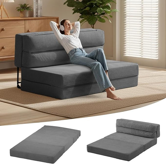 Convertible Sofa Bed with Metal Frame, Boneless Loveseat Sleeper Sofa Futon Sofa Bed Foldable Twin Size Mattress for Living Room, Guest Room