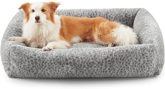 JOEJOY Dog Bed Medium Size Dog, Washable Orthopedic Premium Soft Corduroy Fleece Pet Bed with Removable Zipper Cover, Cute Calming Puppy Bed with Non Skid Bottom