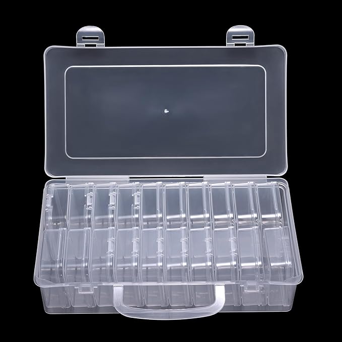 Bead Storage Box Clear Plastic Organizer Containers with Hinged Lids for Bracelet Making Nail Art Seed Beads Stack Craft Case Travel-Friendly Design (20pcs)