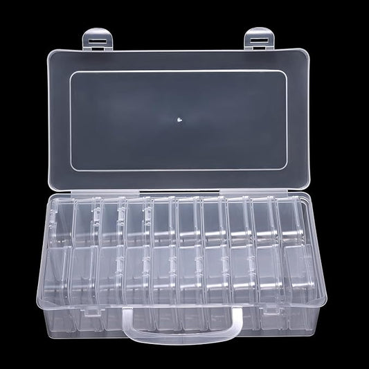 Bead Storage Box Clear Plastic Organizer Containers with Hinged Lids for Bracelet Making Nail Art Seed Beads Stack Craft Case Travel-Friendly Design (20pcs)