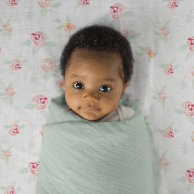 SwaddleDesigns Cotton Muslin Swaddle Blanket, Receiving Blanket for Baby Boys & Girls, Best Registry Gift, 46x46 inches, Jadeite