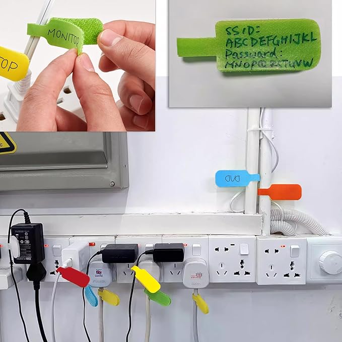 32x Multi-Color Write On Wire Tags - Cord Tag Labeling for Electronics, Cable Organizer, Management Identification