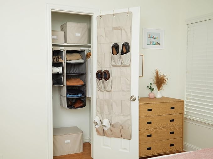 Covermates Keepsakes Hanging Closet Organizer - Heavy Duty Material, Sturdy Interior Shelves - Closet Storage, Beige Heather