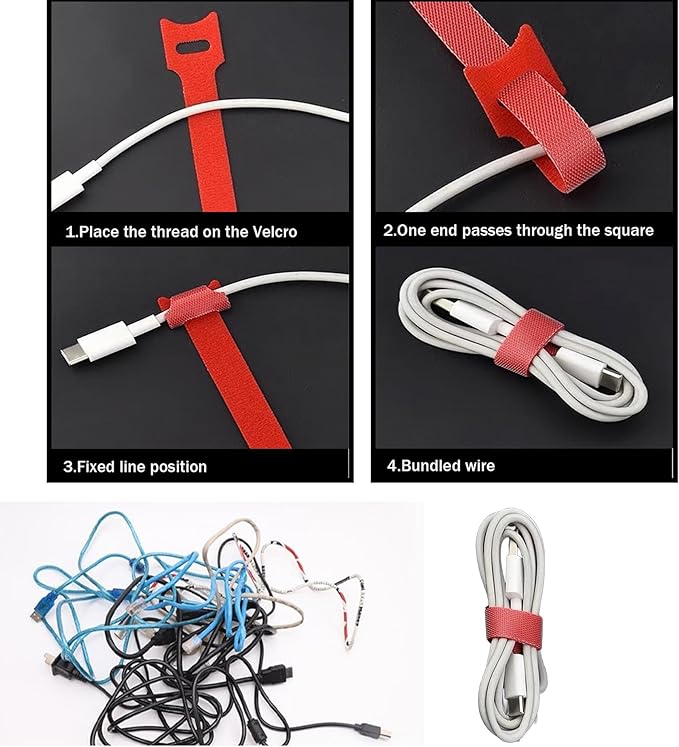 60 Pcs Cable Labels & Reusable Hook and Loop Fastening Ties Set - 30 Pcs Cord or Wire Labels & 30 Pieces Cable Tags for Electronics, Home & Office Cord Management