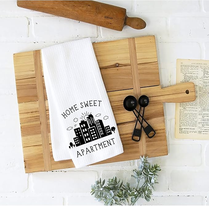 WCGXKO Funny Dish Towel Home Sweet Apartment Kitchen Towel Sweet Housewarming Gift New Apartment Gifts Decor (Sweet Apartment)