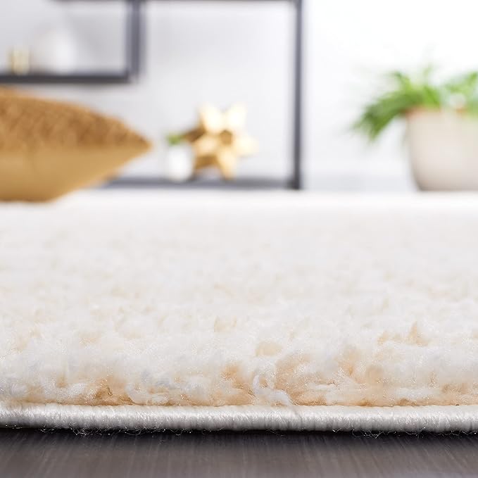 SAFAVIEH Berber Shag Collection Area Rug - 5'5" x 7'7", Ivory & Beige, 1.2-inch Thick Ideal for High Traffic Areas in Living Room, Bedroom (BER563A)
