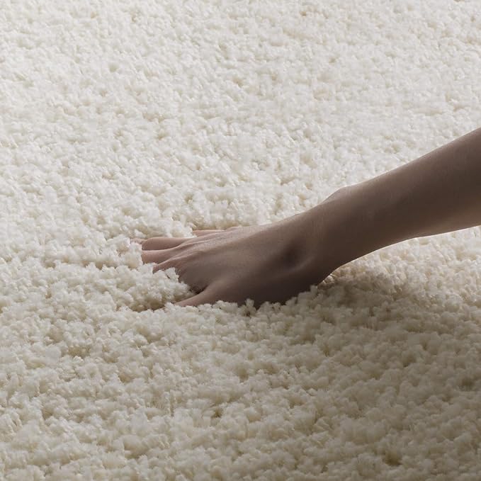 SAFAVIEH Santa Monica Shag Collection 8' x 10' Ivory SGN725 Solid Non-Shedding Living Room Bedroom Dining Room Entryway Plush 2-inch Thick Area Rug