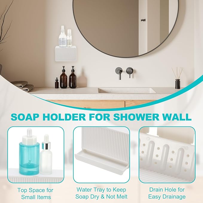 uxcell 2 Pack Dust-Proof Soap Holder, Wall Mounted Soap Dish for Shower Wall No-Drill Adhesive Shower Bar Soap Holder for Bathroom(White, 6.3 x 4.33 Inches)