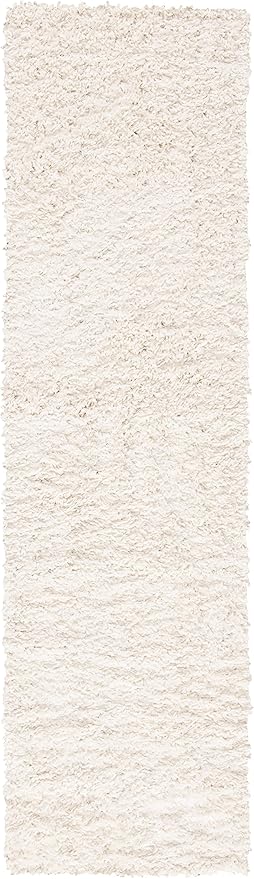 SAFAVIEH August Shag Collection Runner Rug - 2' x 7', Ivory, Solid Design, Non-Shedding & Easy Care, 1.5-inch Thick Ideal for High Traffic Areas in Living Room, Bedroom (AUG200C)