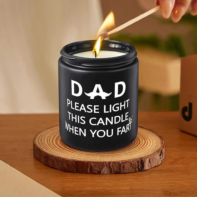 Birthday Gifts for Men Dad, Gifts for Dad Who Wants Nothing, Funny Birthday Gift for Fathers Stepdad Adoptive Father Stocking Stuffers, 7oz Sandalwood Scented Candles