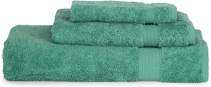TowelSelections Soft and Absorbent Towels Cotton for Bathroom Hotel Shower Spa Gym, Bath Towel, Hand Towel, 2 Washcloth, 4 Piece Set Green Spruce