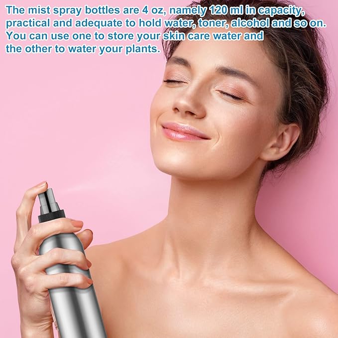 Irenare 24 Pcs Small Spray Bottles Aluminum Fine Mist Spray Bottles Bulk Metal Essential Oil Storage for Perfume Toner Liquid Refillable Pump Vials Atomizer Containers for Room Travel(8 Oz)