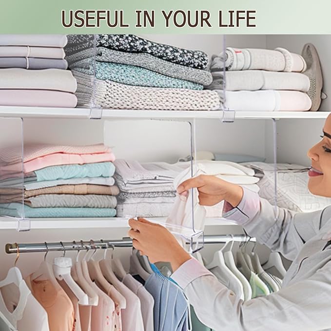 Shelf Dividers for Closet Organization, 12Pcs Closet Purse Organizeder Acrylic Shelf Dividers Purse Closet Organized Closet Dividers for Shelves Clear Shelf Dividers Shelf Separators in Closet (9Pcs)