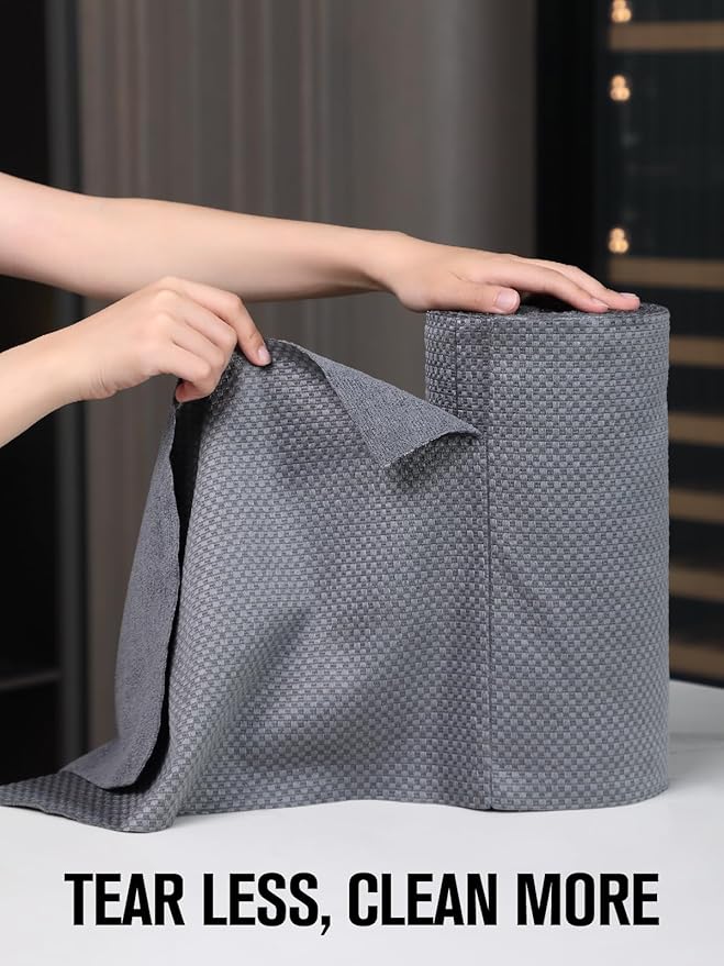 Fantasticlean Tear-Away Microfiber Cleaning Cloth Roll, Reusable Washable Kitchen Towel and Place Mats, Thick Dish Cloths