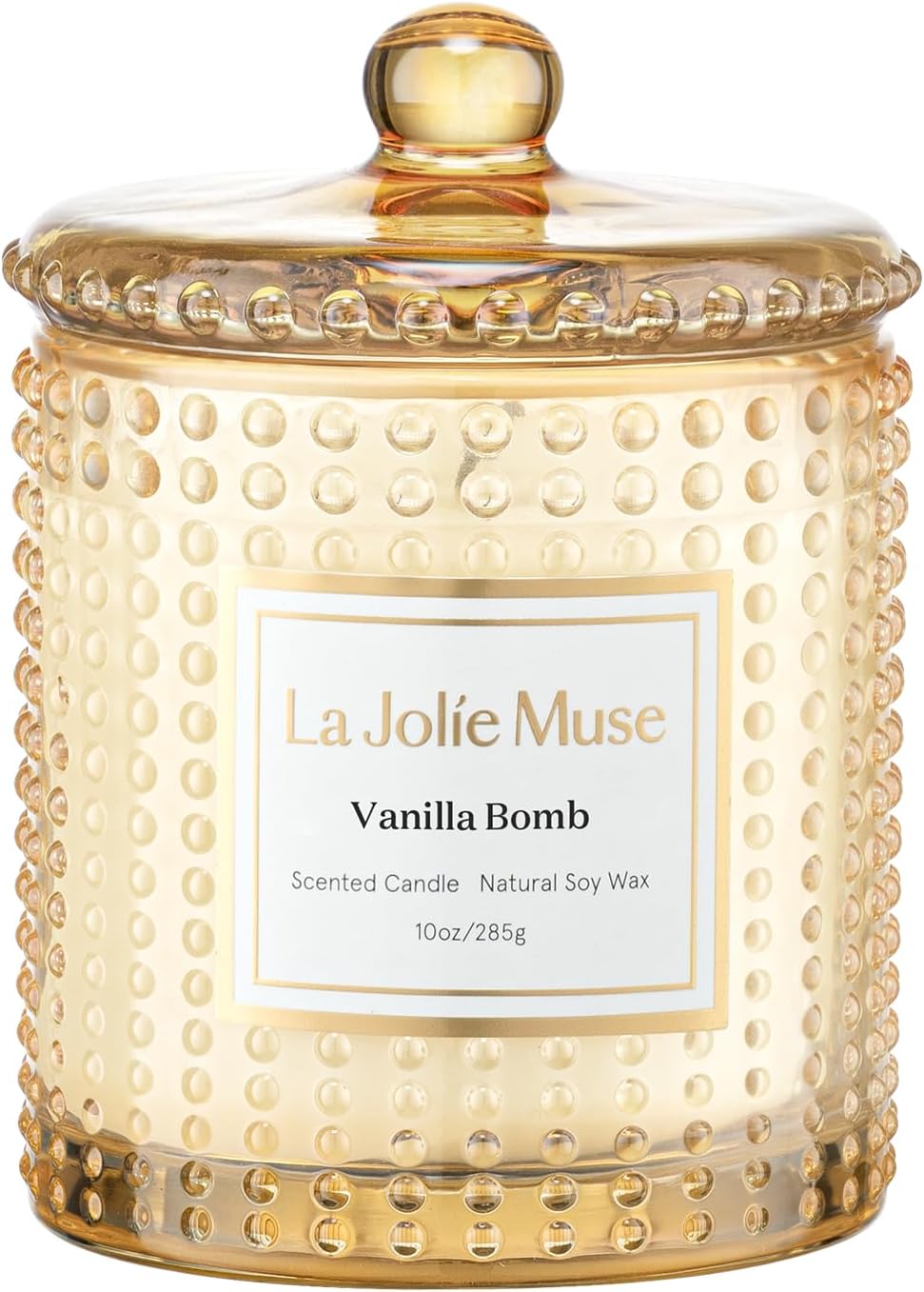 LA JOLIE MUSE Vanilla Bomb Candle –Vanilla, Lemon Zest & Patchouli | 10 oz Natural Soy Wax | 55 Hours Clean Burn | Gift-Ready for Hosts, Gatherings | Elegant Home Décor