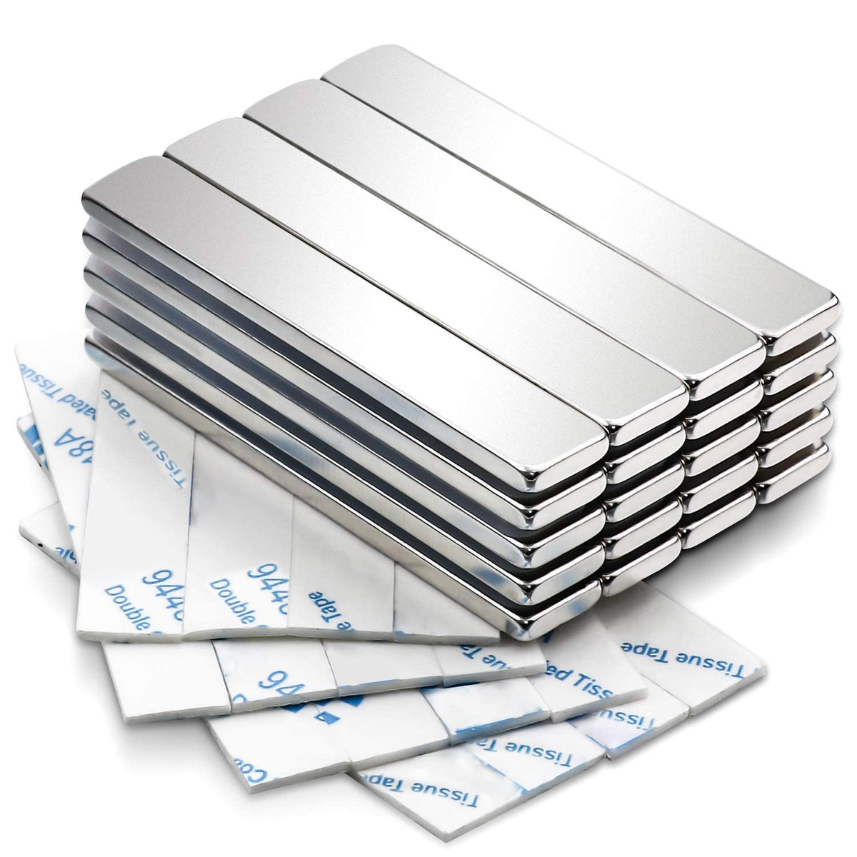 MIKEDE Strong Neodymium Magnets with Adhensive Backing 60x10x3 mm 20 Pcs - Image 2