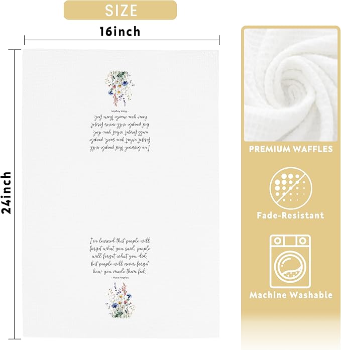 Hostess Towels Gifts for Women, Floral Inspirational Quote Towels for Kitchen Bathroom Decor (16x24 inches)