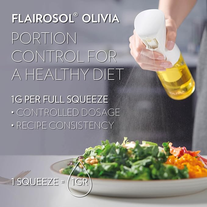 OLIVIA Oil Sprayer for Cooking, 2 Pack Olive Oil Spray Bottle130ml Glass Oil Sprayer Mister for Salad, BBQ, Continuous Spray with Portion Control