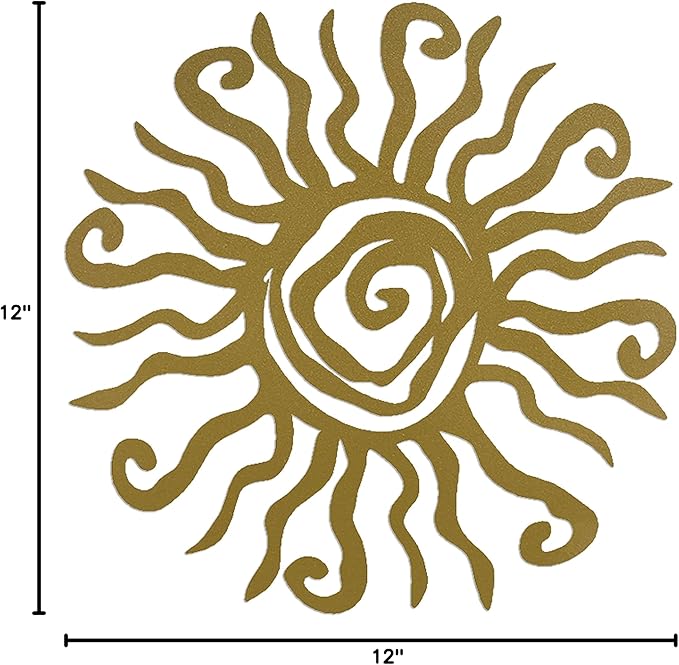 Riverside Designs Wacky Sun Metal Wall Art Indoor/Outdoor Decor - 24" Gold Rust Proof Wall Sculpture - Made in USA - Ideal for Bedroom, Garden, Home, Patio and Farmhouse