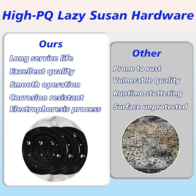 2 Packs 8'' Lazy Susan Hardware, Heavy Duty 5/16''Thick Turntable Bearing Swivel Pate for Rotating Table, Book Case, Serving Tray, Corner Shelves, Kitchen, DVD Tower, Shoe Rack, Black