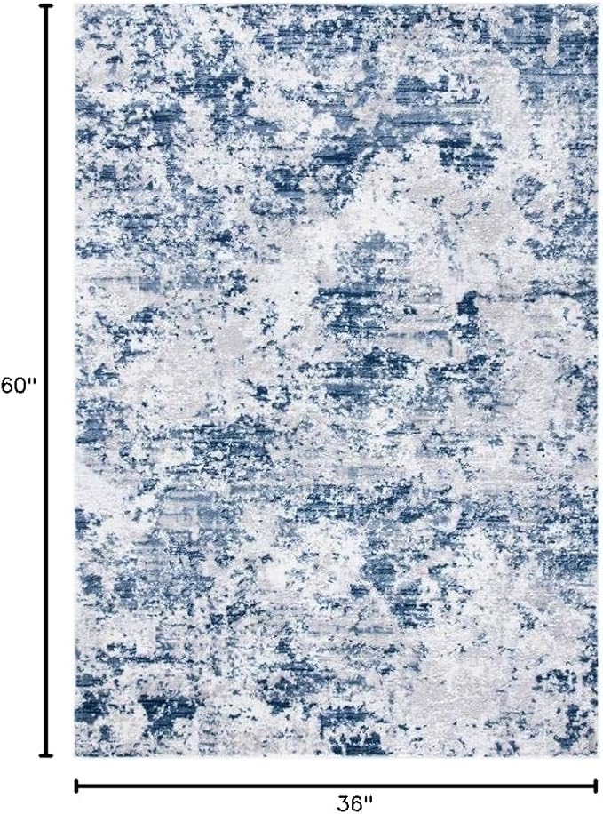 SAFAVIEH Amelia Collection Accent Rug - 3' x 5', Navy & Grey, Modern Abstract Design, Non-Shedding & Easy Care, Ideal for High Traffic Areas in Entryway, Living Room, Bedroom (ALA705N)