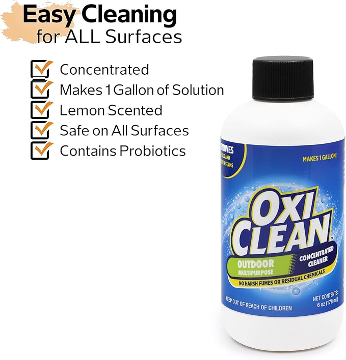 OxiClean - Outdoor Multipurpose Super Concentrated Cleaner - Makes 2 Gallons - Stain Remover - Driveway Cleaner for Concrete - Degreaser for Cement and Brick (2 PK 6oz Bottle = 2 Gallons)
