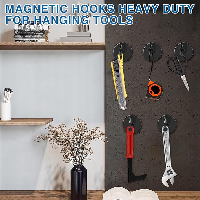 LOVIMAG Magnetic Hooks Heavy Duty, 170LBS Magnet Hooks for Cruise Cabin, Cruise Door Magnets with Epoxy Coating for Hanging, Strong Neodymium Magnets for Ceiling, Home Improvement Must Haves-6 Pcs