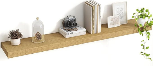 48 Inch Floating Shelves, 8 Inch Deep Floating Shelves for Wall, Hanging Shelf with Invisible Brackets, Deep Shelves for Bathroom, Bedroom, Living Room, Oak, Set of 1
