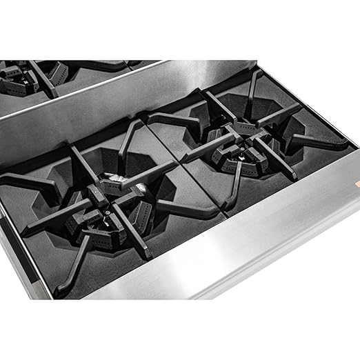 KoolMore 24 in. Commercial Four-Burner Natural Gas Step Up Range, 104000 BTU in Stainless-Steel, ETL Listed (KM-CRSU-24)