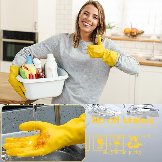 Rubber Reusable Gloves Long Household Dishwashing Gloves Kitchen Cleaning for Dishes Clean Gardening