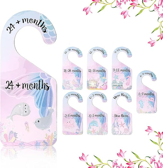 SPARADISE Baby Closet Dividers for Clothes – Set of 8 Double-Sided Organizers for Nursery Wardrobe – Newborn to 24 Months – Ocean Theme