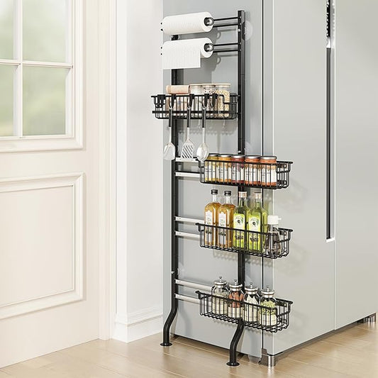 bukfen 6-Tier Slim Corner Shelf,Spice Rack Next to Fridge Slim,Narrow Storage Cabinet Organizer for Kitchen,Bathroom