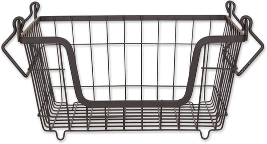 DII Metal Wire Mesh Stackable Utility Storage Bin, Small, 11x11x6, Black