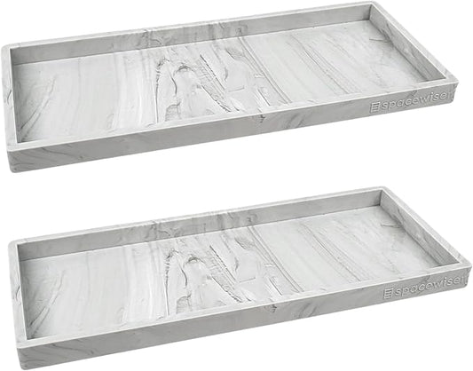 Countertop and Vanity Tray - 2 PC Large 11.7" Silicone Bathroom Trays, Counter Organizer, Dish Soap Sponge Holder Kitchen Sink Tray Organizer, Sink Caddy Toothbrush Key Kitchen Soap Trays
