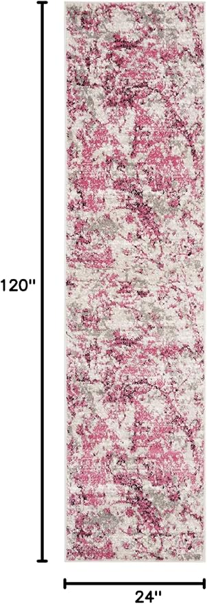 SAFAVIEH Skyler Collection 2' x 10' Pink / Ivory SKY186N Modern Abstract Non-Shedding Living Room Entryway Foyer Hallway Bedroom Runner Rug