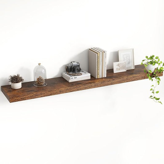 48 Inch Floating Shelves, 8 Inch Deep Floating Shelves for Wall, Hanging Shelf with Invisible Brackets, Deep Shelves for Bathroom, Bedroom, Living Room, Brown, Set of 1