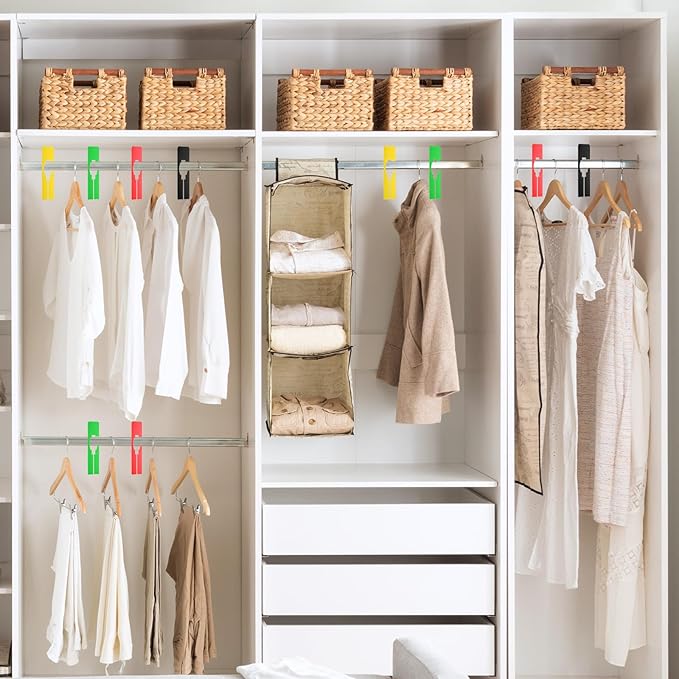 uxcell Clothes Dividers,10 Pack Rectangle Closet Rack Dividers Clothing Rack Size Dividers Blank Labels with Marker Pen Writable & Reusable for Hanging Clothes Sorting Size, Pink