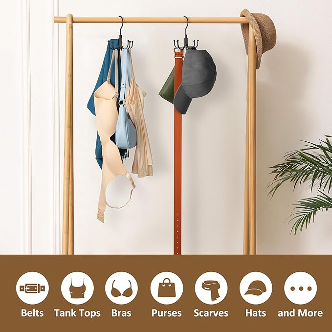 ZEDODIER Hoodie Hangers, Rotatable Hoodie Organzier for Closet, Max 8 Storage Capacity Hoodies Holder, Metal Space Saving Closet Organizers and Storage, Black