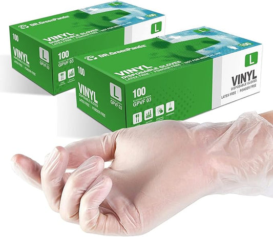 Clear Vinyl Disposable Gloves Food Safe Latex Free Powder Free for Cooking Cleaning Food Service GPVF or MPVF